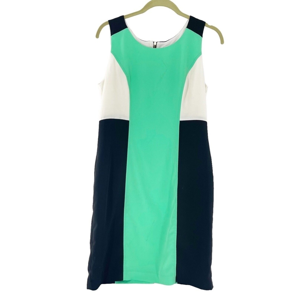 Julia Jordan Colorblock Sleeveless Sheath Dress Size 10 Black/Green/White Tank